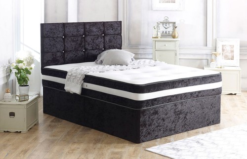 Crushed velvet divan bed - crushed,