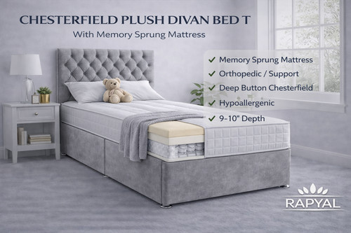 Single divan bed set - bed, 3ft