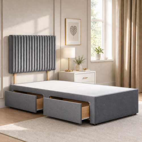 Single divan bed with - divan, plush